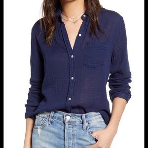 Rails Ellis hunter navy blue shirt small linen new